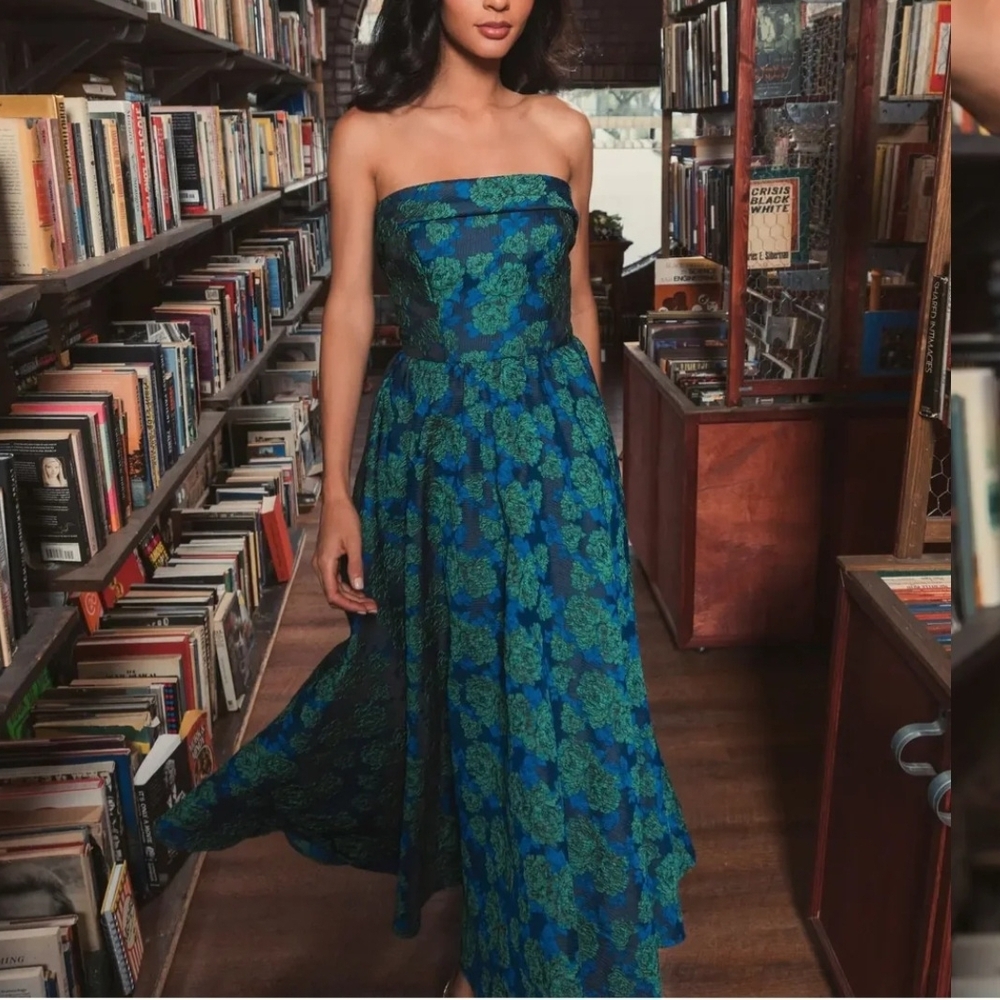 Mac Duggal Strapless Blue and Green Dress